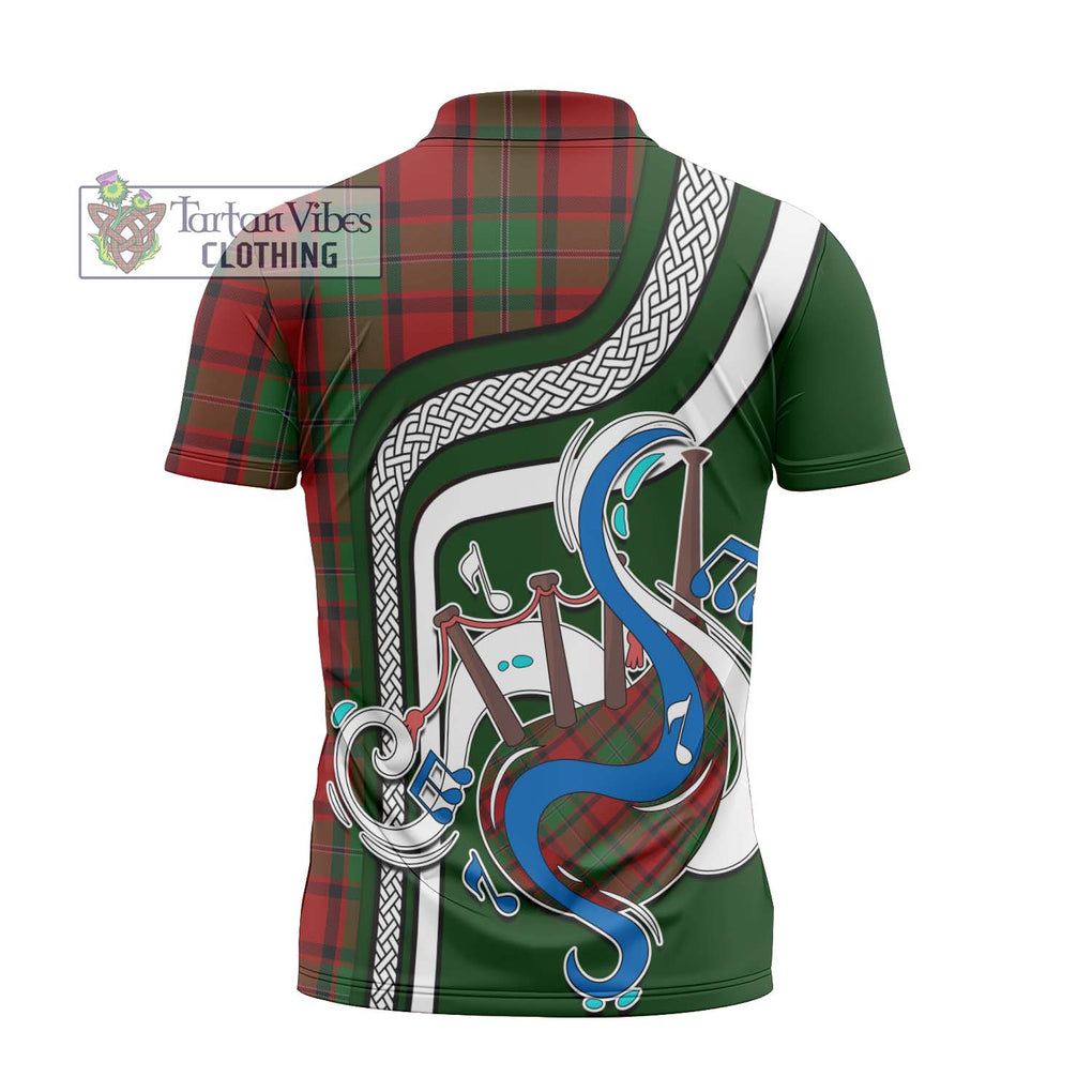 MacPhail (McPhail) Tartan Zipper Polo Shirt with Epic Bagpipe Style - Tartanvibesclothing Shop