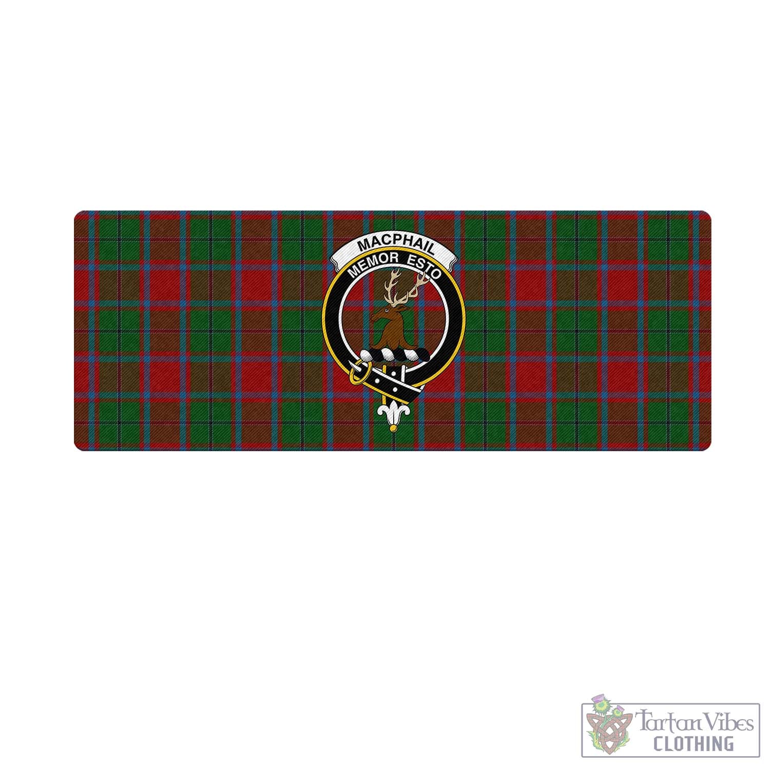 Tartan Vibes Clothing MacPhail Blue Bands Tartan Mouse Pad with Family Crest