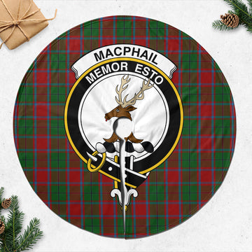 MacPhail Blue Bands Tartan Christmas Tree Skirt with Family Crest