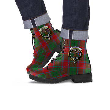 MacPhail Blue Bands Tartan Leather Boots with Family Crest