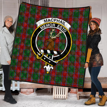 MacPhail Blue Bands Tartan Quilt with Family Crest