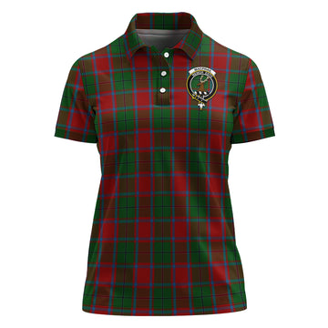 MacPhail Blue Bands Tartan Polo Shirt with Family Crest For Women