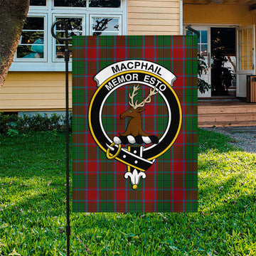 MacPhail Blue Bands Tartan Flag with Family Crest