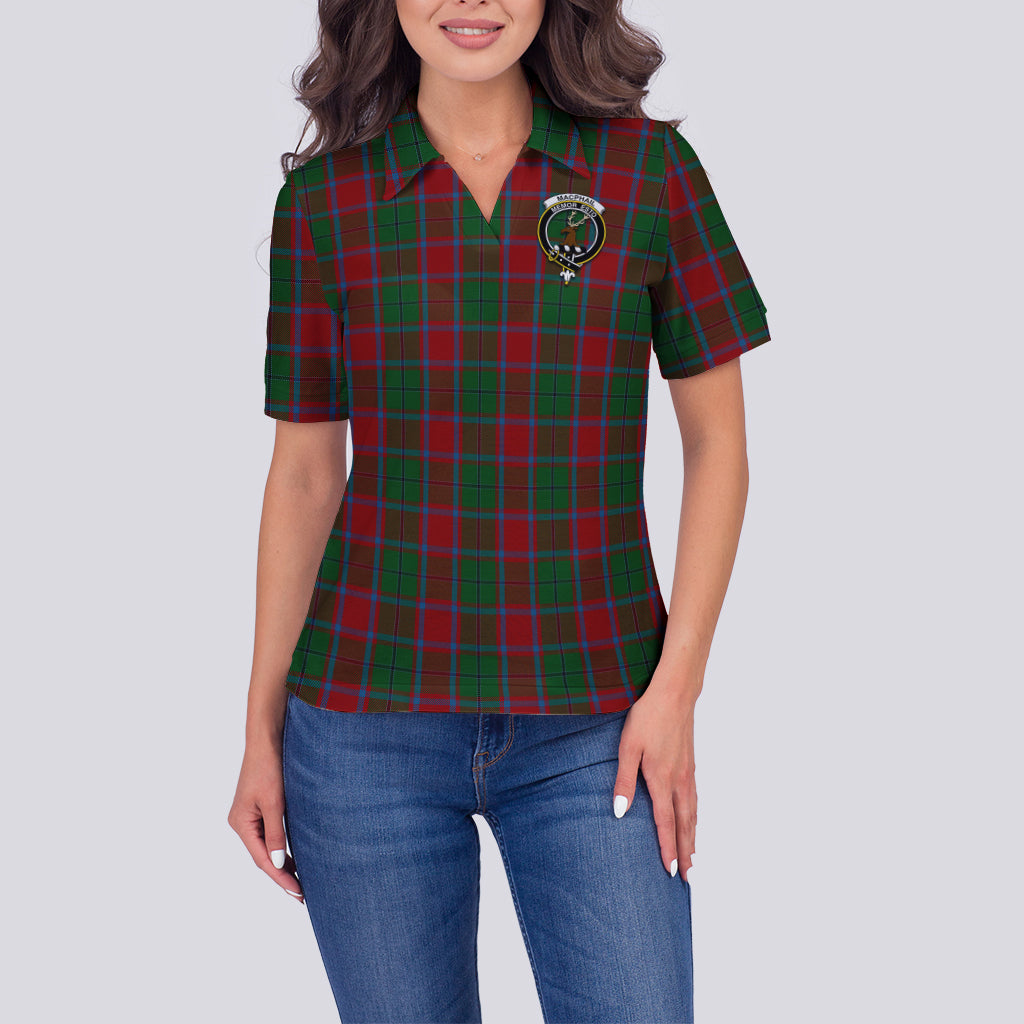 macphail-blue-bands-tartan-polo-shirt-with-family-crest-for-women