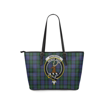 MacPhail Hunting Tartan Leather Tote Bag with Family Crest