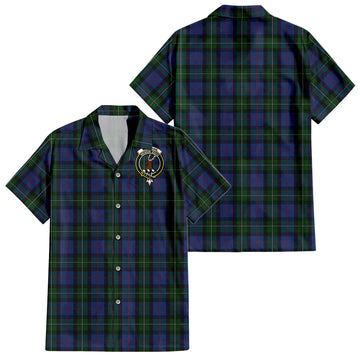 MacPhail Hunting Tartan Short Sleeve Button Down Shirt with Family Crest
