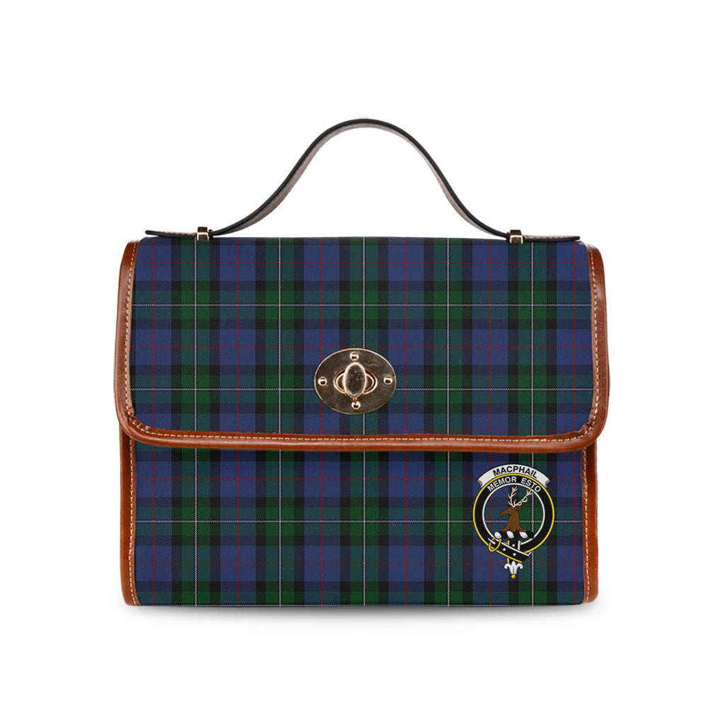 macphail-hunting-tartan-leather-strap-waterproof-canvas-bag-with-family-crest