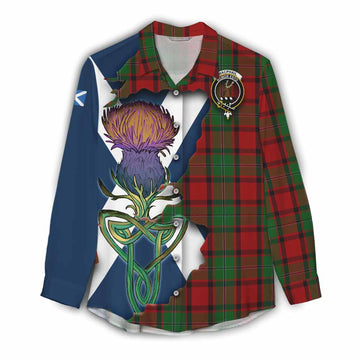 Tartan Vibes Clothing MacPhail (McPhail) Tartan Family Crest Women's Casual Shirt Scottish Thistle Celtic Inspired