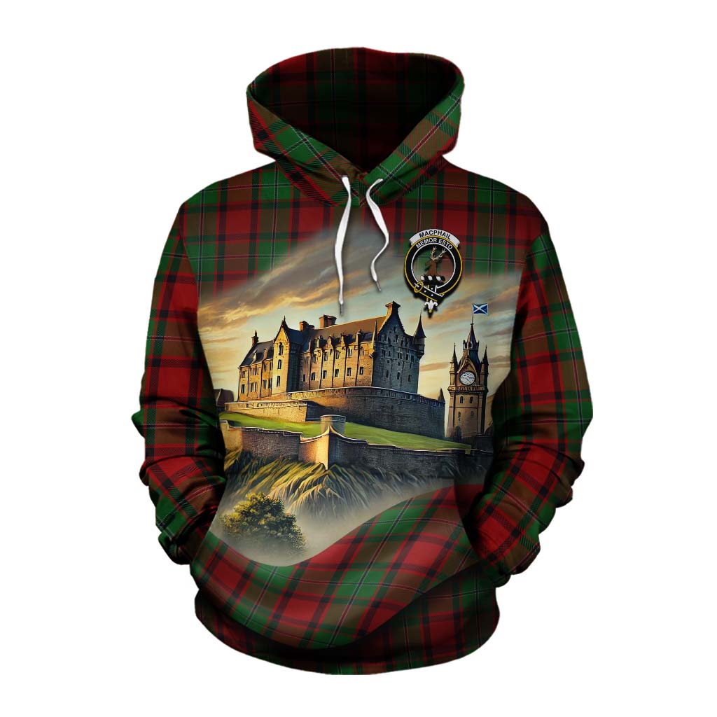 Tartan Vibes Clothing MacPhail (McPhail) Tartan Family Crest Cotton Hoodie with Scottish Ancient Castle Style