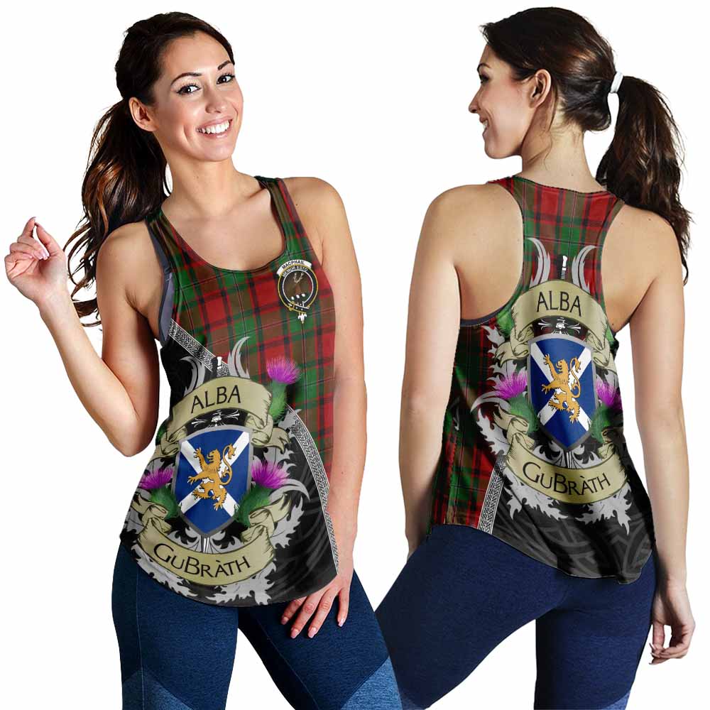 Tartan Vibes Clothing MacPhail (McPhail) Tartan Family Crest Women's Racerback Tanks Lion Rampant Royal Thistle Shield Celtic Inspired