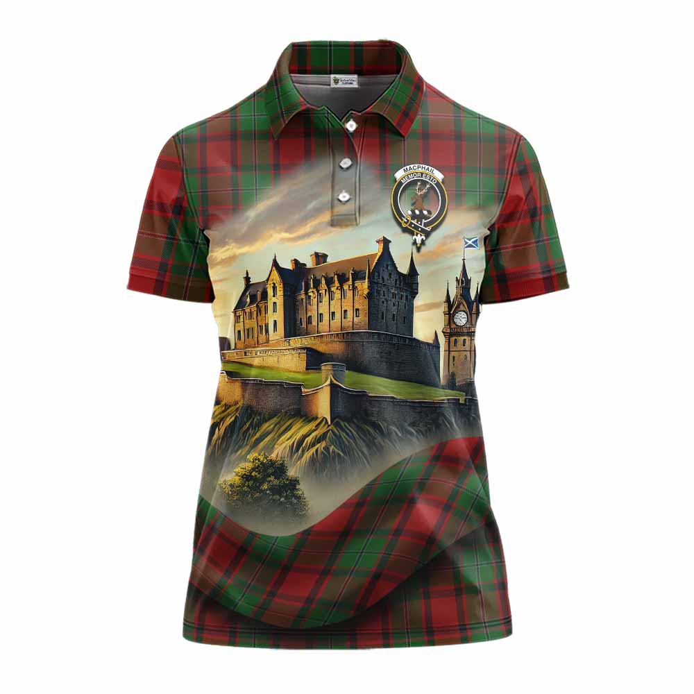 Tartan Vibes Clothing MacPhail (McPhail) Tartan Family Crest Women's Polo Shirt with Scottish Ancient Castle Stype