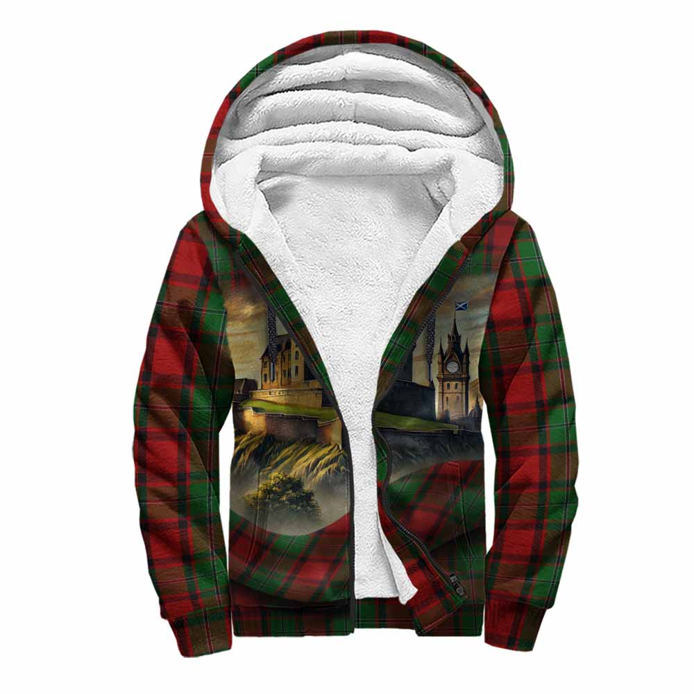 Tartan Vibes Clothing MacPhail (McPhail) Tartan Family Crest Sherpa Hoodie with Scottish Ancient Castle Style