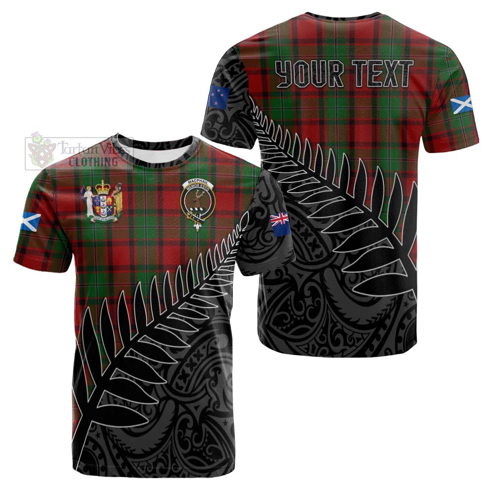 Tartan Vibes Clothing MacPhail (McPhail) Crest Tartan Cotton T-shirt with New Zealand Silver Fern Half Style