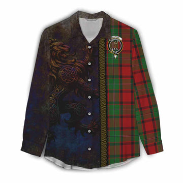 Tartan Vibes Clothing MacPhail (McPhail) Tartan Family Crest Women's Casual Shirt Alba Gu Brath Be Brave Lion Ancient Style