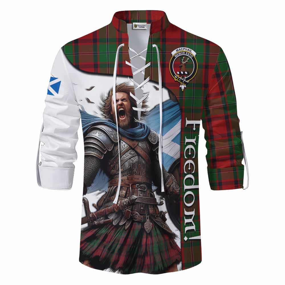 Tartan Vibes Clothing MacPhail (McPhail) Crest Tartan Ghillie Kilt Shirt Inspired by the Freedom of Scottish Warrior