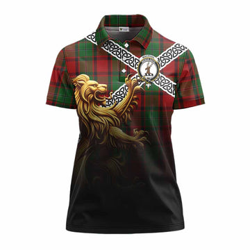 MacPhail (McPhail) Crest Tartan Women's Polo Shirt with Golden Lion Emblem Celtic Style