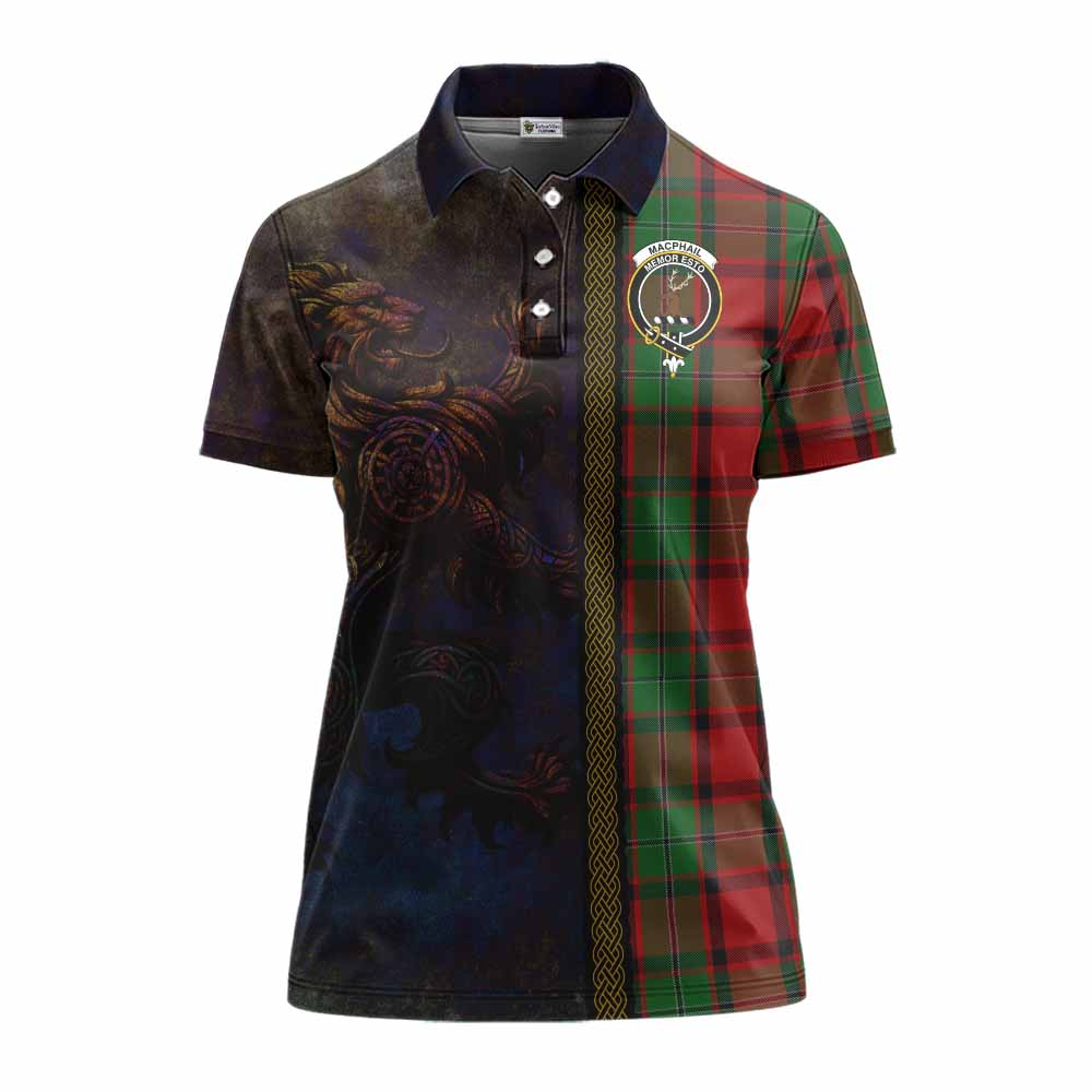 Tartan Vibes Clothing MacPhail (McPhail) Tartan Family Crest Women's Polo Shirt Alba Gu Brath Be Brave Lion Ancient Style