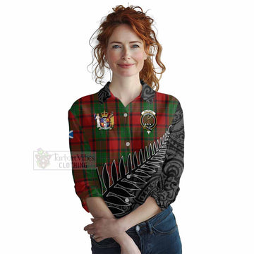 Tartan Vibes Clothing MacPhail (McPhail) Crest Tartan Women's Casual Shirt with New Zealand Silver Fern Half Style