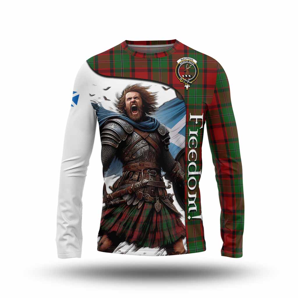 Tartan Vibes Clothing MacPhail (McPhail) Crest Tartan Long Sleeve T-Shirt Inspired by the Freedom of Scottish Warrior