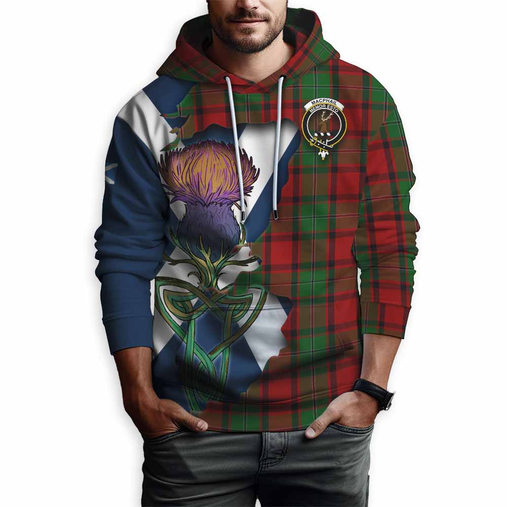 Tartan Vibes Clothing MacPhail (McPhail) Tartan Family Crest Hoodie Scottish Thistle Celtic Inspired