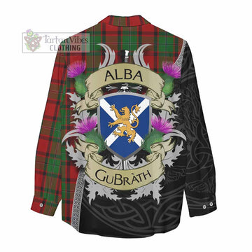 Tartan Vibes Clothing MacPhail (McPhail) Tartan Family Crest Women's Casual Shirt Lion Rampant Royal Thistle Shield Celtic Inspired