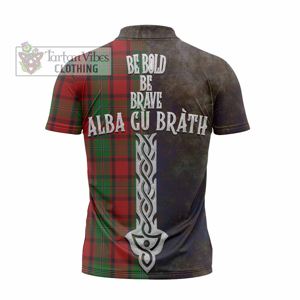 Tartan Vibes Clothing MacPhail (McPhail) Tartan Family Crest Zipper Polo Shirt Alba Gu Brath Be Brave Lion Ancient Style