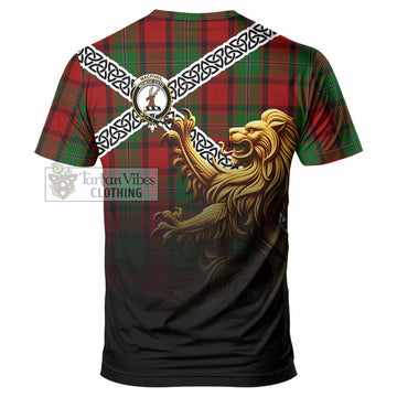 Tartan Vibes Clothing MacPhail (McPhail) Crest Tartan T-Shirt with Golden Lion Emblem Celtic Style