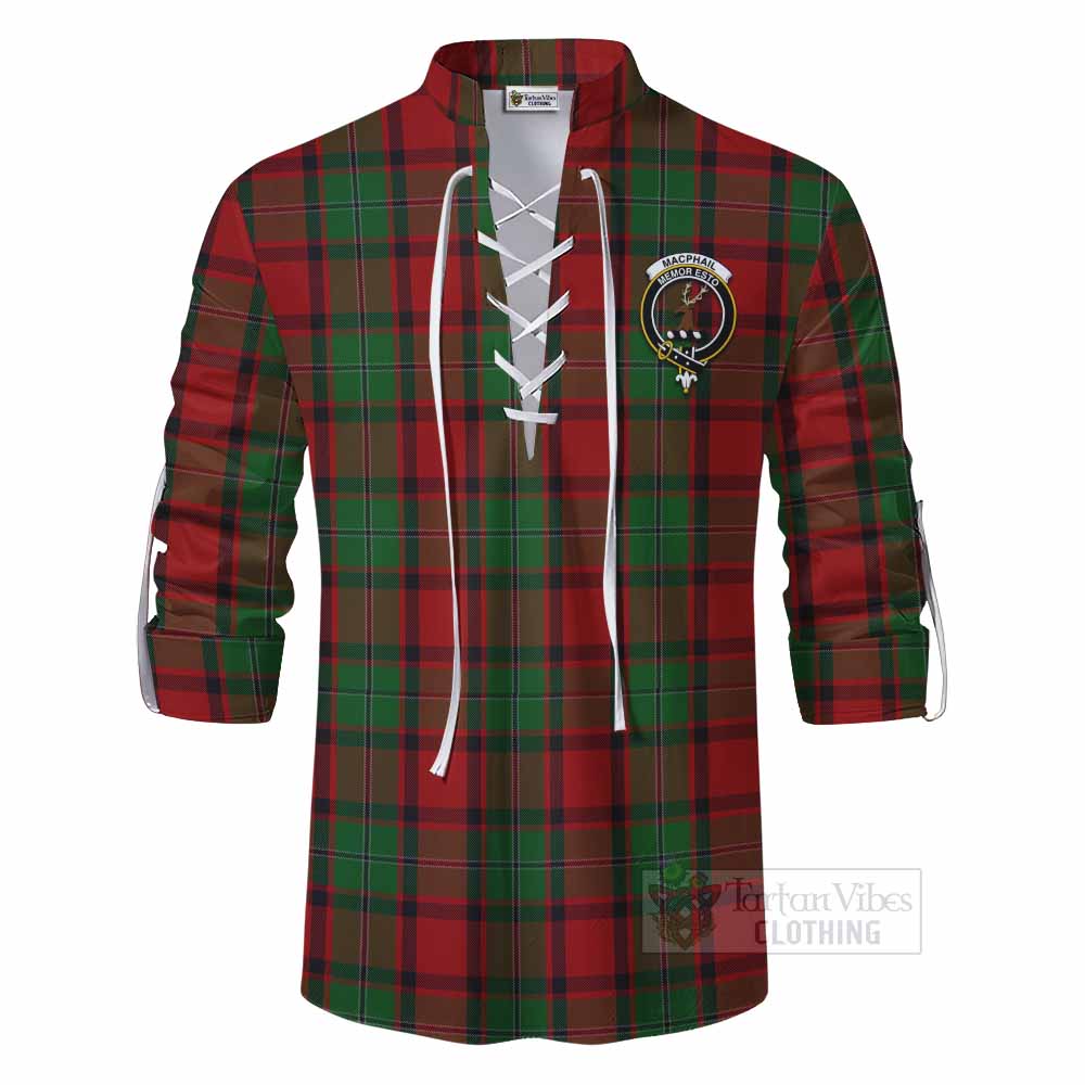 Tartan Vibes Clothing MacPhail (McPhail) Tartan Ghillie Kilt Shirt with Family Crest DNA In Me Style