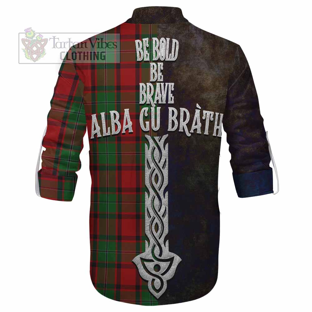Tartan Vibes Clothing MacPhail (McPhail) Tartan Family Crest Ghillie Kilt Shirt Alba Gu Brath Be Brave Lion Ancient Style