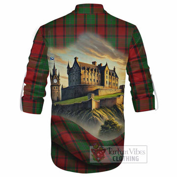 MacPhail (McPhail) Tartan Family Crest Ghillie Kilt Shirt with Scottish Ancient Castle Style