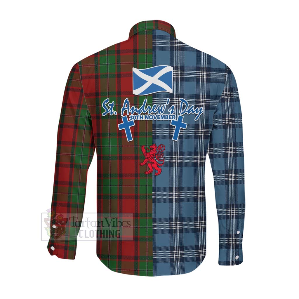 MacPhail (McPhail) Tartan Long Sleeve Button Shirt Happy St. Andrew's Day Half Tartan Style Men's Shirt - Tartan Vibes Clothing