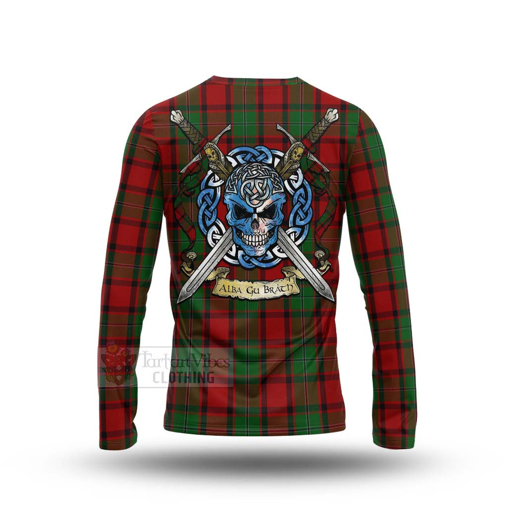 Tartan Vibes Clothing MacPhail (McPhail) Tartan Long Sleeve T-Shirt with Family Crest Celtic Skull Style