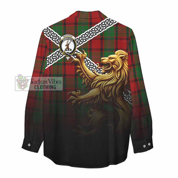 Tartan Vibes Clothing MacPhail (McPhail) Crest Tartan Women's Casual Shirt with Golden Lion Emblem Celtic Style