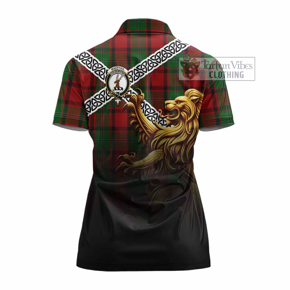 Tartan Vibes Clothing MacPhail (McPhail) Crest Tartan Women's Polo Shirt with Golden Lion Emblem Celtic Style