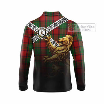MacPhail (McPhail) Crest Tartan Long Sleeve Polo Shirt with Golden Lion Emblem Celtic Style