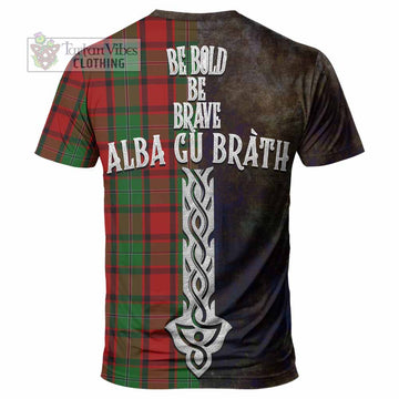 Tartan Vibes Clothing MacPhail (McPhail) Tartan Family Crest T-Shirt Alba Gu Brath Be Brave Lion Ancient Style