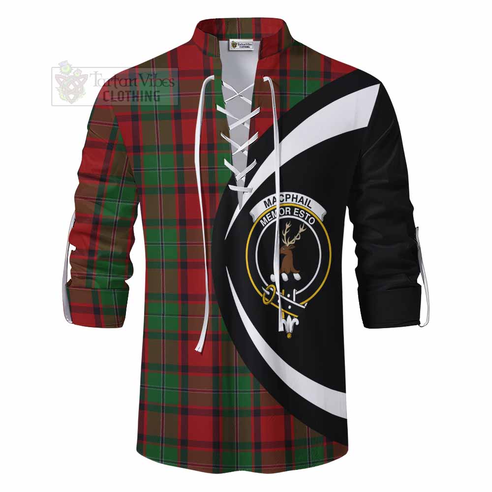 Tartan Vibes Clothing MacPhail (McPhail) Tartan Ghillie Kilt Shirt with Family Crest Circle Style