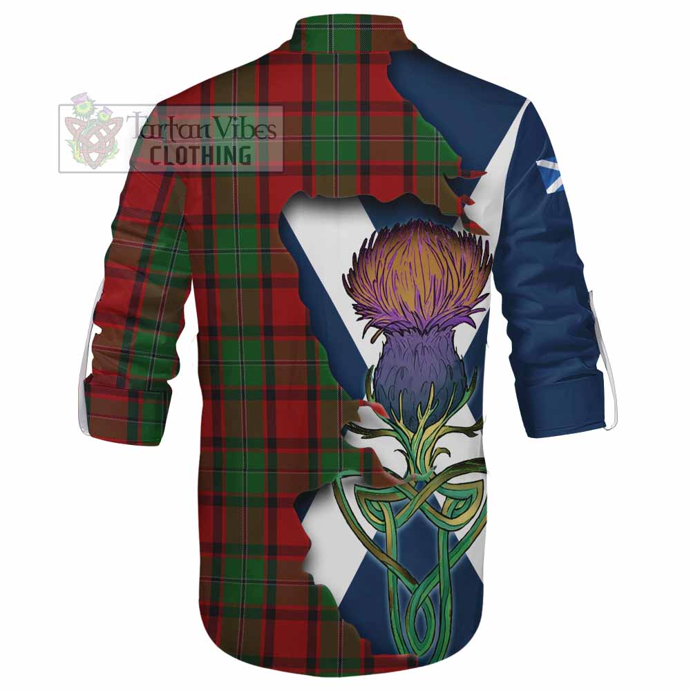 Tartan Vibes Clothing MacPhail (McPhail) Tartan Family Crest Ghillie Kilt Shirt Scottish Thistle Celtic Inspired