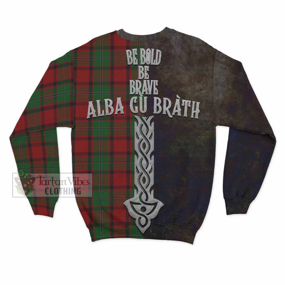 Tartan Vibes Clothing MacPhail (McPhail) Tartan Family Crest Sweatshirt Alba Gu Brath Be Brave Lion Ancient Style