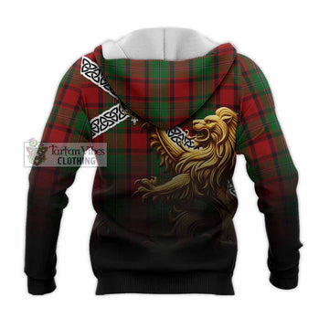 MacPhail (McPhail) Crest Tartan Knitted Hoodie with Golden Lion Emblem Celtic Style