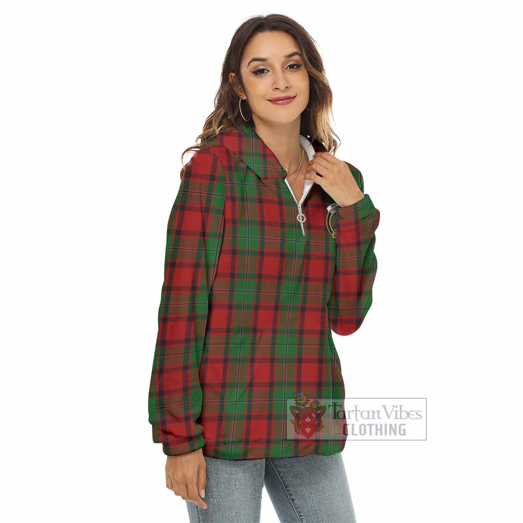Tartan Vibes Clothing MacPhail (McPhail) Tartan Crest Women's Borg  Half Zip Fleece Hoodie