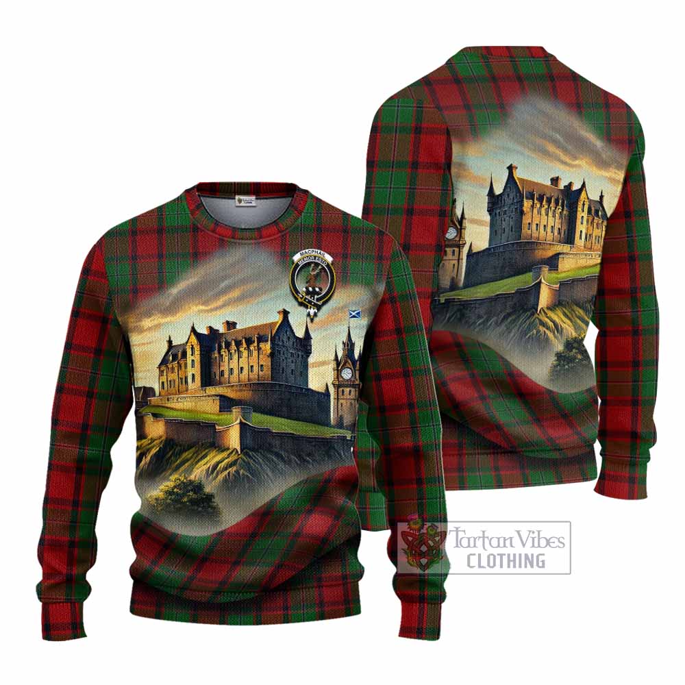 Tartan Vibes Clothing MacPhail (McPhail) Tartan Family Crest Knitted Sweater with Scottish Ancient Castle Style