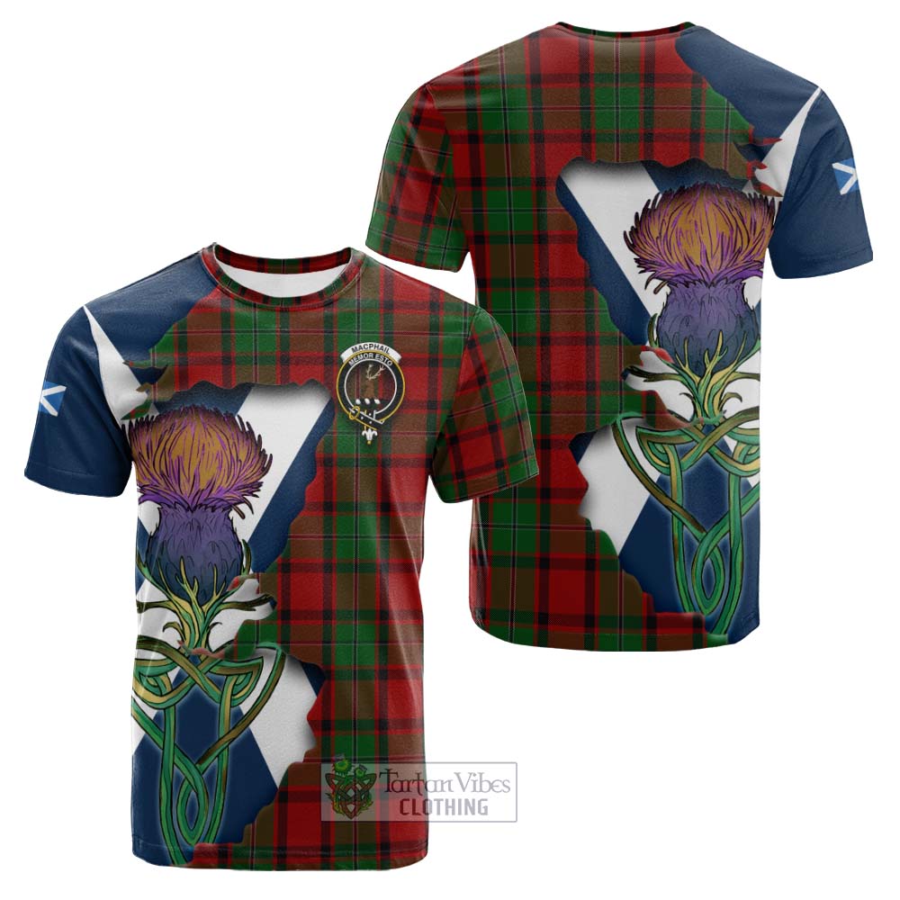 Tartan Vibes Clothing MacPhail (McPhail) Tartan Family Crest Cotton T-shirt Scottish Thistle Celtic Inspired