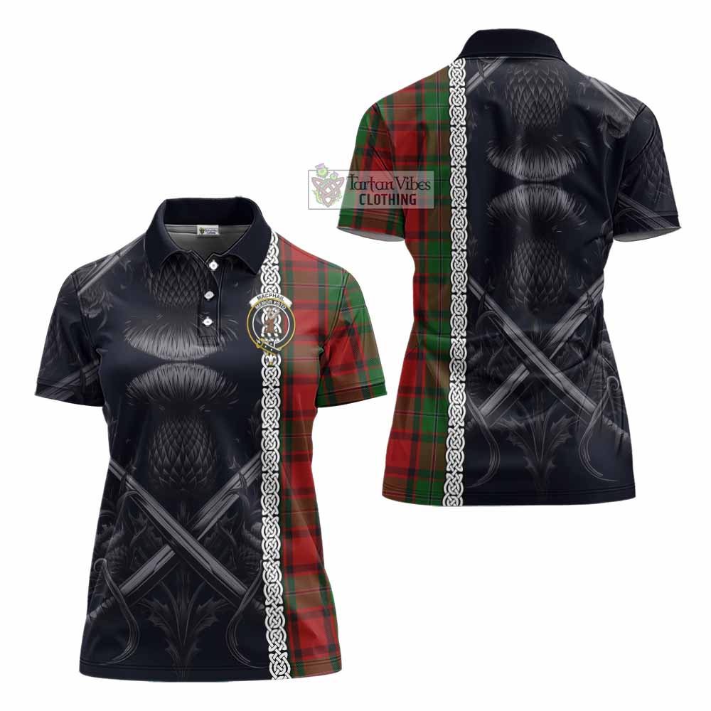 Tartan Vibes Clothing MacPhail (McPhail) Tartan Women's Polo Shirt with Family Crest Cross Sword Thistle Celtic Vibes