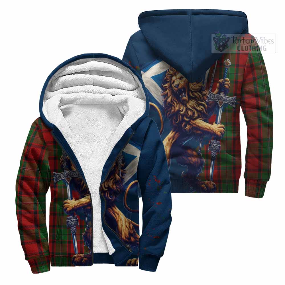 Tartan Vibes Clothing MacPhail (McPhail) Tartan Family Crest Sherpa Hoodie with Scottish Majestic Lion
