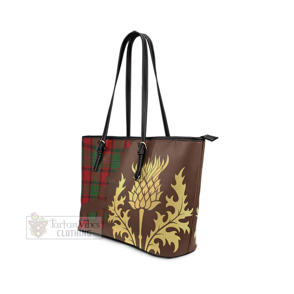 Tartan Vibes Clothing MacPhail (McPhail) Tartan Leather Tote Bag Gold Thistle Style