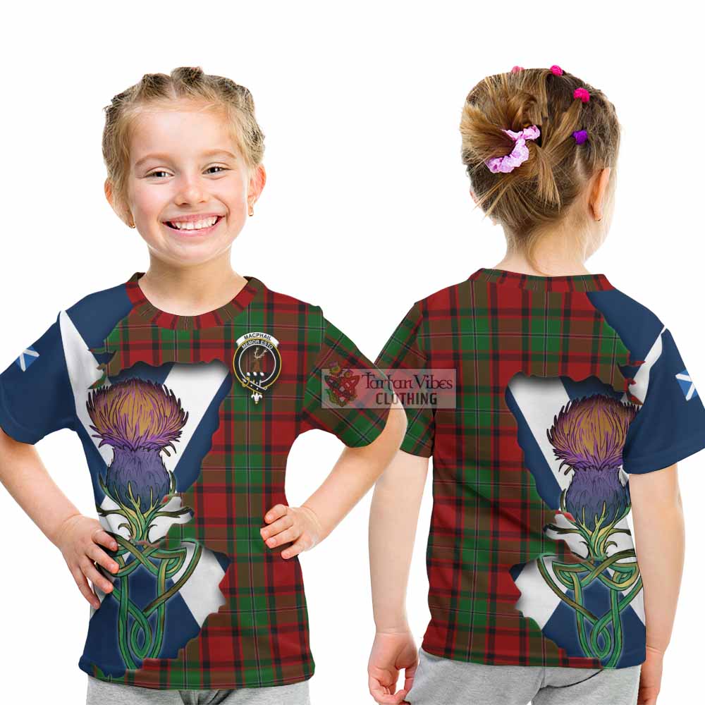 Tartan Vibes Clothing MacPhail (McPhail) Tartan Family Crest Kid T-Shirt Scottish Thistle Celtic Inspired