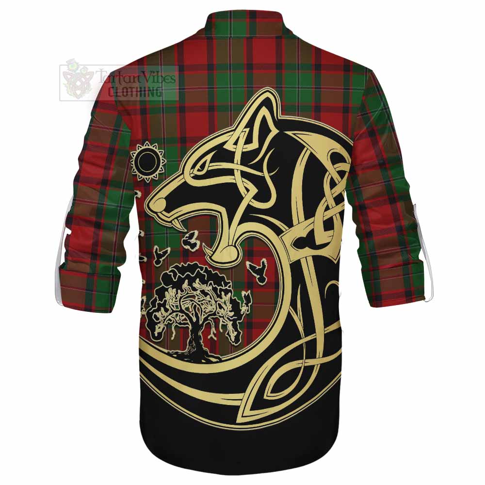 Tartan Vibes Clothing MacPhail (McPhail) Tartan Ghillie Kilt Shirt with Family Crest Celtic Wolf Style