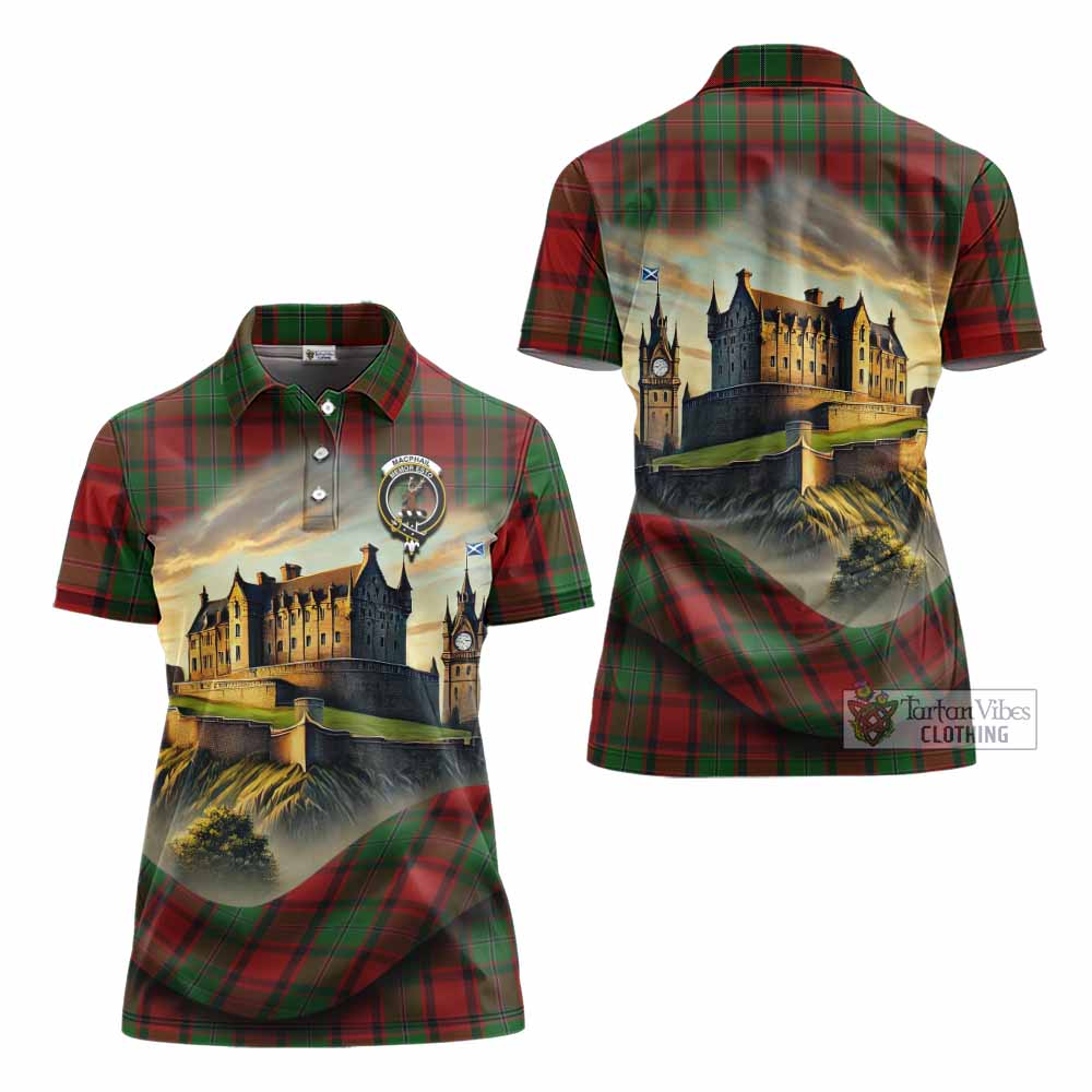Tartan Vibes Clothing MacPhail (McPhail) Tartan Family Crest Women's Polo Shirt with Scottish Ancient Castle Stype