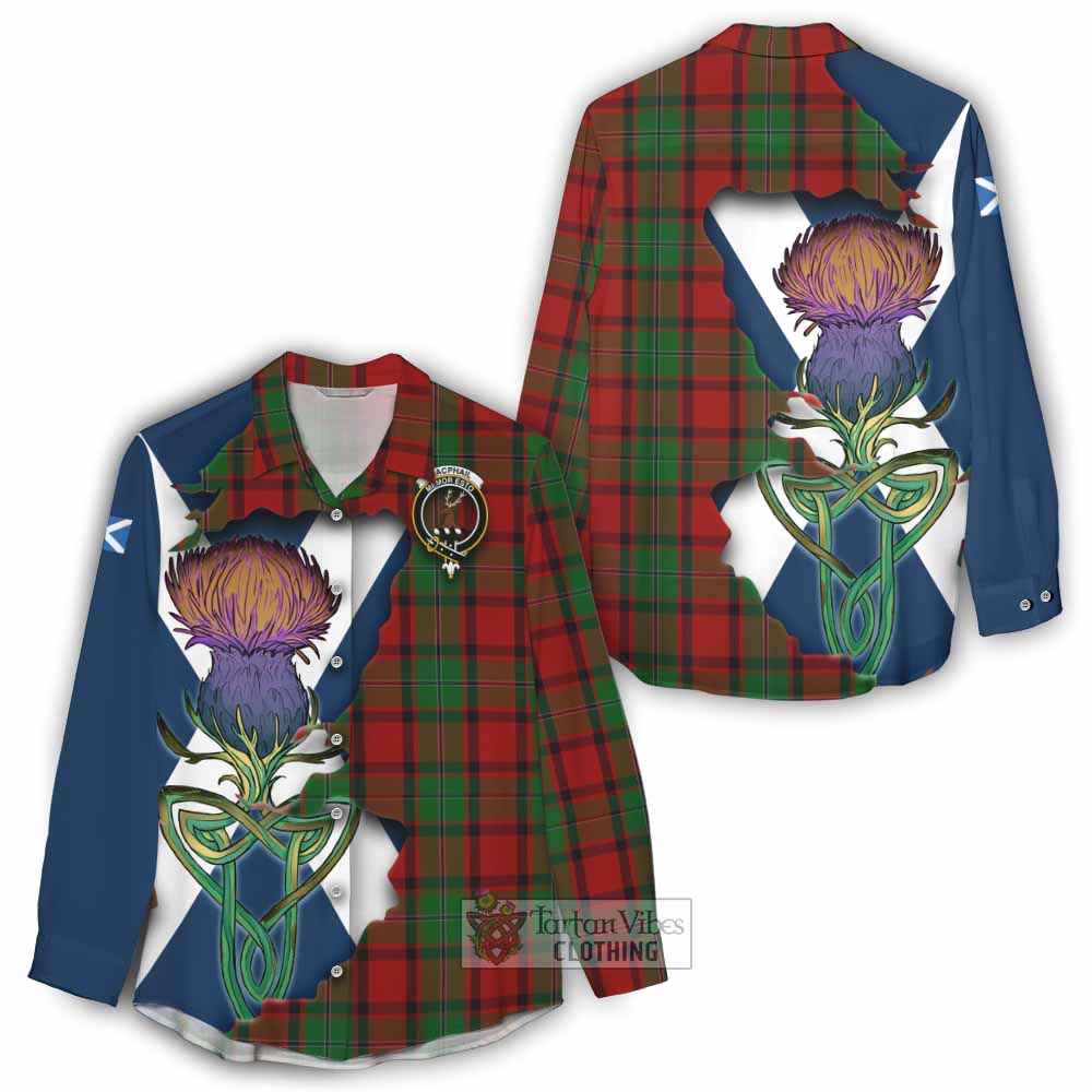 Tartan Vibes Clothing MacPhail (McPhail) Tartan Family Crest Women's Casual Shirt Scottish Thistle Celtic Inspired